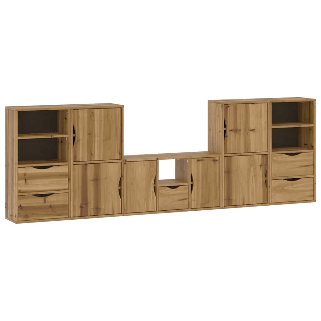 5 Piece TV Units with Storage ODDA Solid Wood Pine